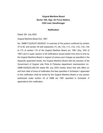 Shedule of Port Charges - Gujarat Maritime Board