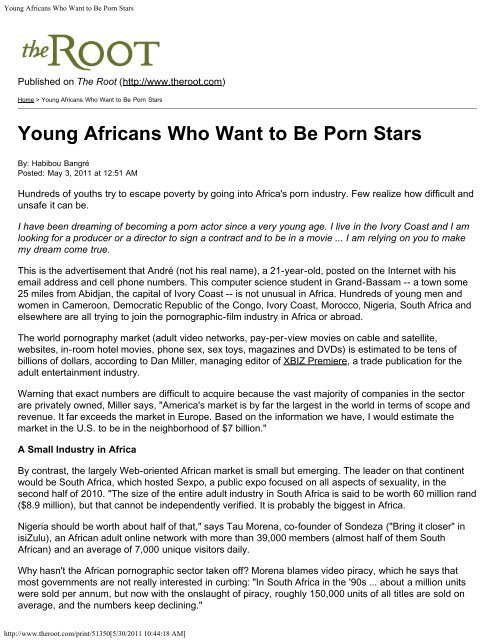 Palesa Mbau Porn - Young Africans Who Want to Be Porn Stars - UN.GIFT.HUB - UN ...