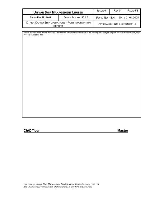 Loss of Anchor and Chain Cable - Univan