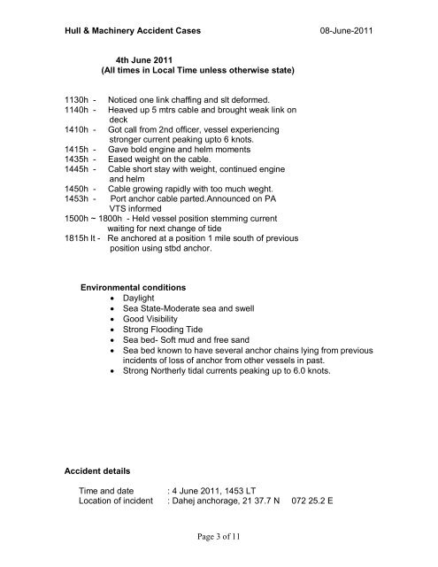 Loss of Anchor and Chain Cable - Univan