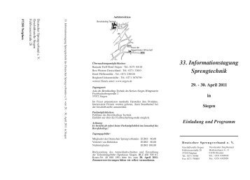 33. Informationstagung Sprengtechnik - Deutscher Sprengverband eV