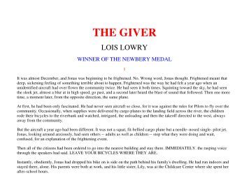 The giver homework help