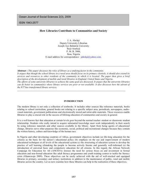How Libraries Contribute To Communities And Society - Ozean ...