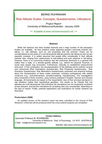 Risk Attitude Scales: Concepts, Questionnaires, Utilizations