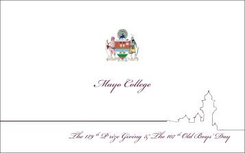 Prize Giving 2012 Invitation Card - Mayo College