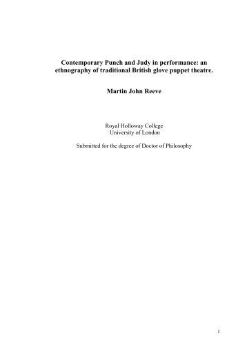 Contemporary Punch and Judy in performance: an ethnography of ...