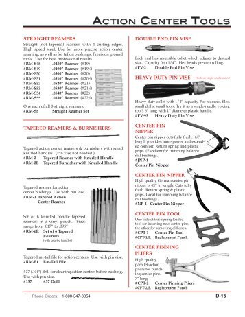 Action Center Tools VIEW CATALOG - Pianotek Supply Company