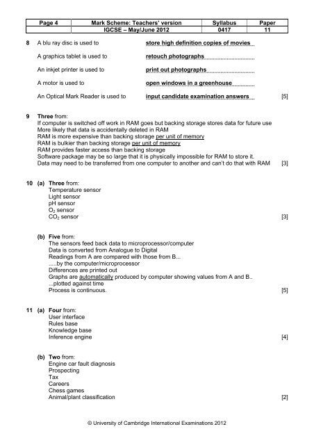 June 2012 Paper 1 Mark Schema