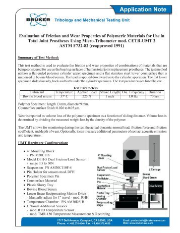 ASTM F732-82 Recip Pin on Flat Joint Prostheses ... - CETR