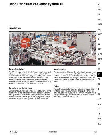 Modular pallet conveyor system XT - FlexLink