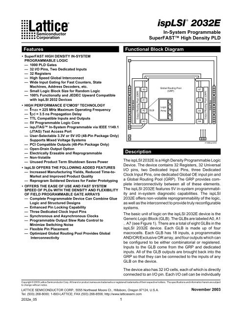 ispLSI 2032E Data Sheet - Lattice Semiconductor