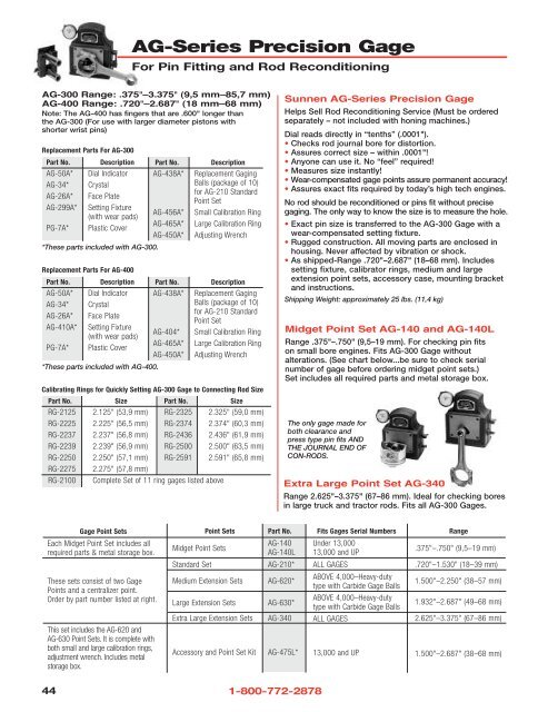 Sunnen Precision Hole Gaging Equipment Operating Manual