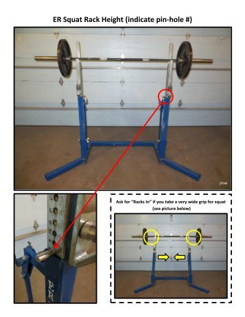 ER Squat Rack Height (indicate pin-hole #) - USA Powerlifting