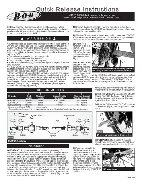 Quick Release instructions BOB Trailers and Strollers