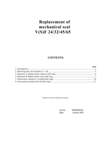 Replacement of mechanical seal V(S)F 24/32/45/65 - DP pumps