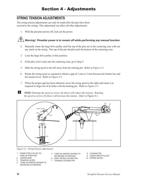 StringPin Pinsetter Service Manual - Brunswick