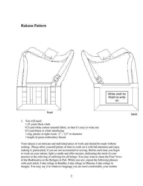 Rakusu Pattern - Upaya Zen Center