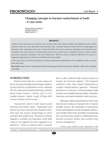 Changing concepts in fracture reattachment of teeth - medIND