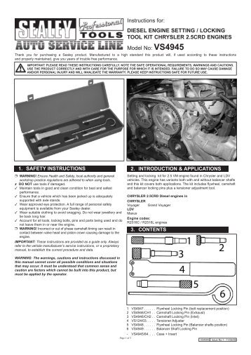 Instructions for: Diesel eNGiNe settiNG / lockiNG ... - Tooled-Up.com