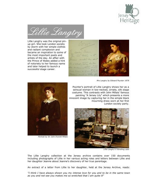Lillie Langtry was the original pin- up girl. She took ... - Jersey Heritage
