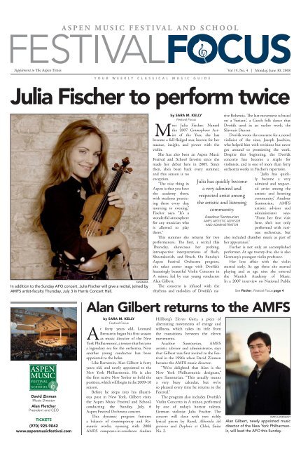 Julia Fischer to perform twice - Aspen Music Festival and School