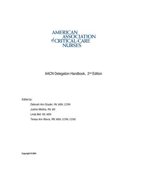 AACN Delegation Handbook - American Association of Critical-Care ...