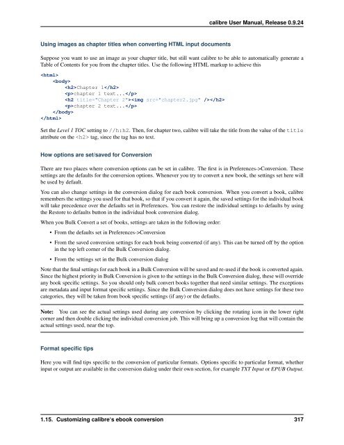 CALIBRE USER MANUAL CALIBRE 9 2 1 DOCUMENTATION visual data 5