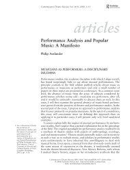 Performance Analysis and Popular Music: A Manifesto