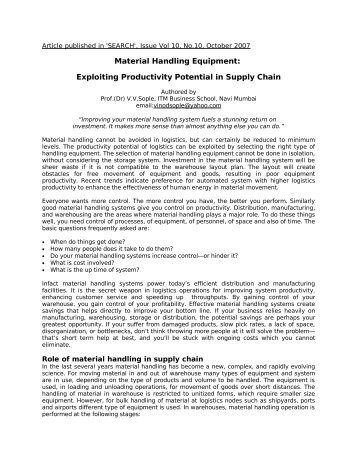 Role of Material handling equipment in manufacturing ... - smallB