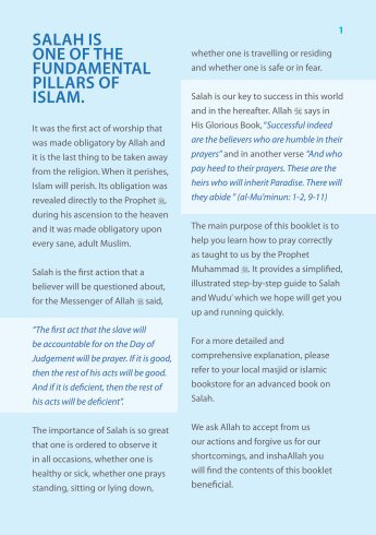 SALAH IS ONE OF THE FUNDAMENTAL PILLARS ... - Islam Center