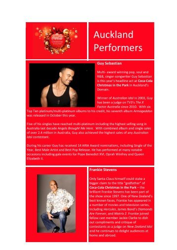 Auckland Performers - Coca-Cola Christmas In The Park