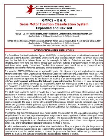 GMFCS – E & R Gross Motor Function Classification System ...