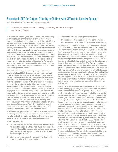 Pediatric Neuroscience Pathways Fall 2012 - Cleveland Clinic