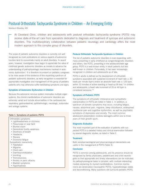 Pediatric Neuroscience Pathways Fall 2012 - Cleveland Clinic