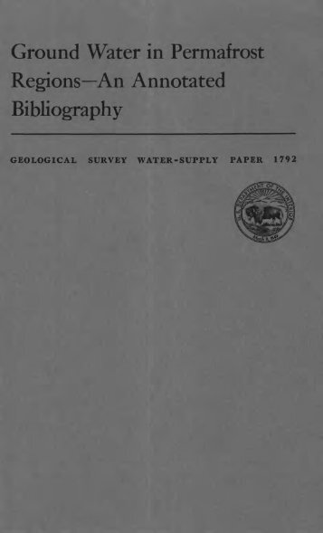 Ground Water in Permafrost Regions An Annotated Bibliography