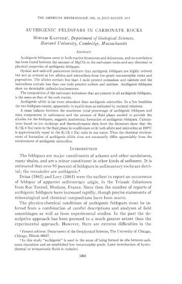AUTHIGENIC FELDSPARS IN CARBONATE ROCKS Mrnrarvr ...