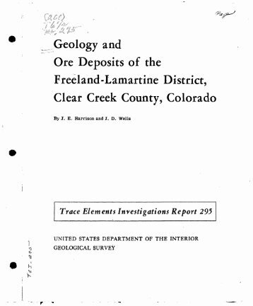 Geology and Ore Deposits of the Freeland-Lamartine ... - USGS