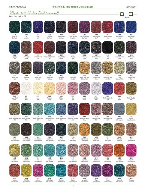 Miyuki 15 0 Color Chart