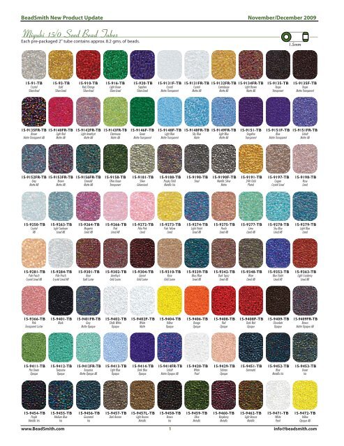 Miyuki 15 0 Color Chart