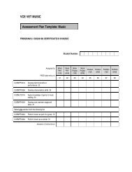 2012 VCE VET Music - Assessment Plan - Template & Sample