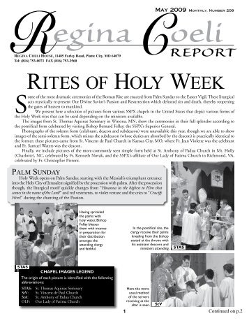 RITES OF HOLY WEEK - Society of St. Pius X