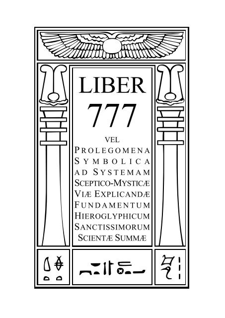 Liber 777 (revised) (pdf) - Holy Order of the Golden Dawn Canada