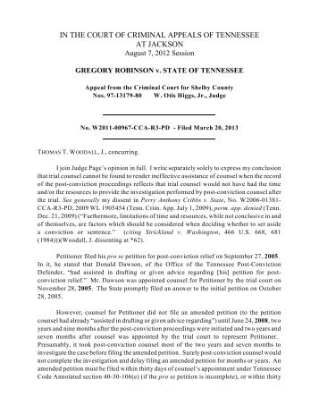 Gregory Robinson v. State of Tennessee - Tennessee Administrative ...