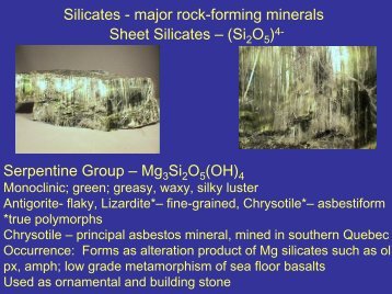 major rock-forming minerals Sheet Silicates - Faculty web pages