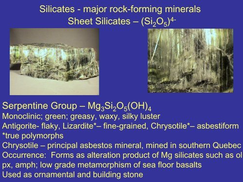 Major Rock Forming Minerals Sheet Silicates Faculty Web Pages