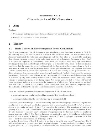 Characteristics of DC Generators 1 Aim 2 Theory