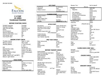 C-172SP (G-1000) Condensed Checklist - Falcon Aviation Academy