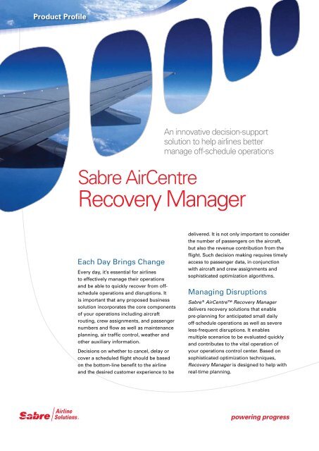 Recovery Manager - Sabre Airline Solutions