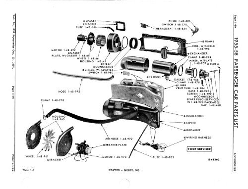 PASSENGER CAR PARTS LIST 1955-58 GROUP 1 - ACCESSORIES