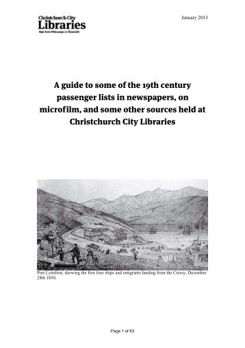 of passenger lists available in ANZC - Christchurch City Libraries